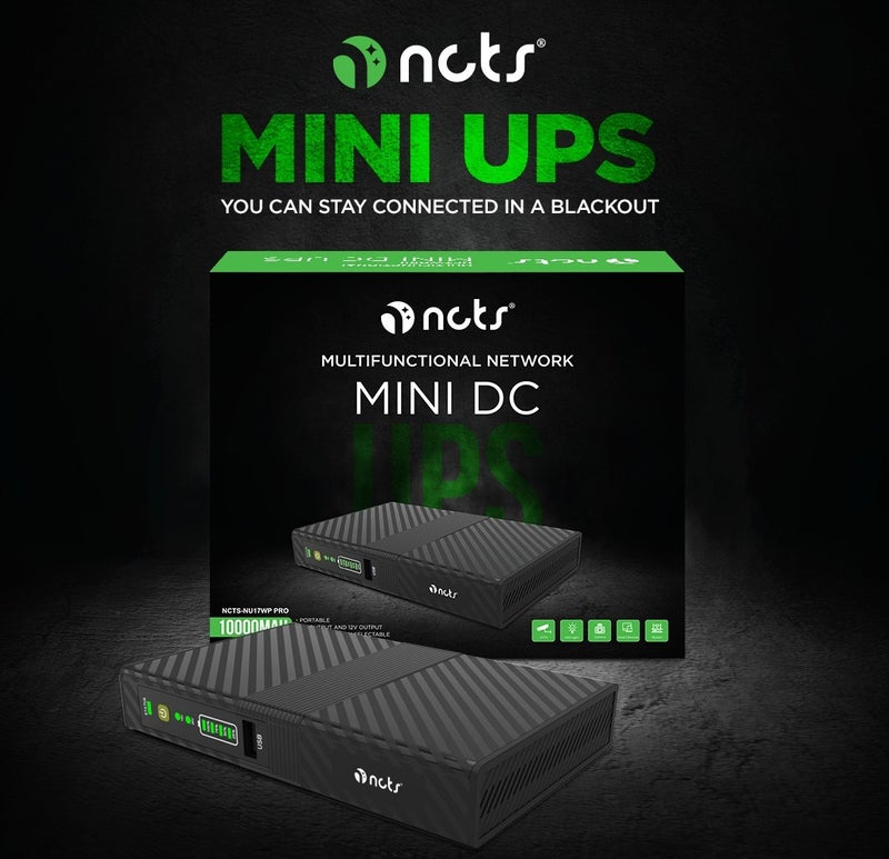 إن سي تي إس جهاز الطاقة الاحتياطية المتعدد الوظائف – NCTS NU17WP PRO Mini UPS مزود بمنفذ POE، بطارية بسعة 10000 مللي أمبير، جهد قابل للتحديد 15V/24V – قدرة 17 واط مزود طاقة UPS احتياطي متعدد الوظائف الرمز العالمي للمنتج (GTIN): 6295151550427 ضمان لمدة سنة واحد - Image 1